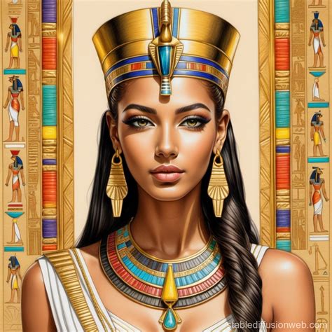Stylish Young Female Pharaoh in Ancient Egypt | Stable Diffusion Online