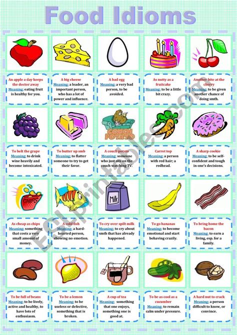 Food Idioms - ESL worksheet by Solnechnaya