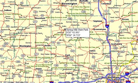 Map to Spring Mill State Park in Indiana