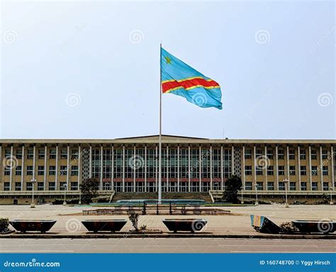 Congolese Flag in Front of the Congolese National Assembly Stock Photo - Image of front, palace ...