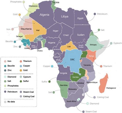 Map of natural resources currently mined in Africa (Source: Al Jazeera ...