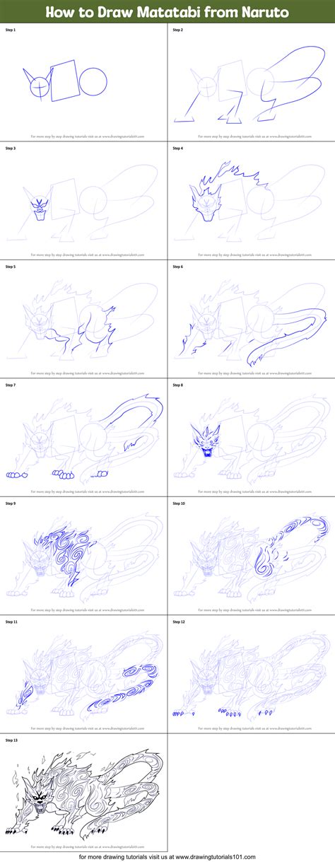 How to Draw Matatabi from Naruto printable step by step drawing sheet : DrawingTutorials101.com