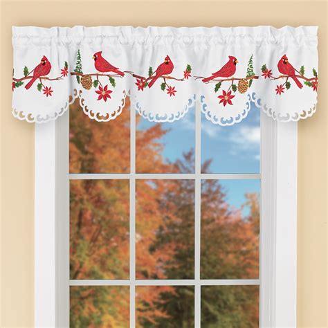 Cardinal & Pine Embroidered Window Curtains | Collections Etc.