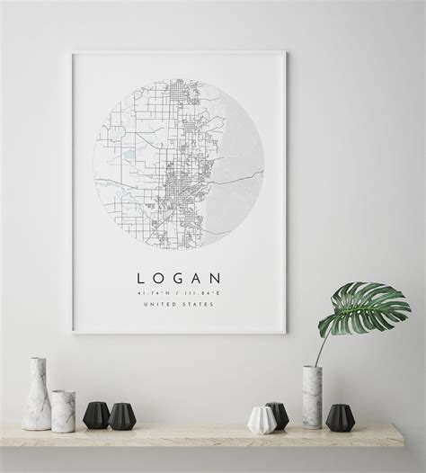 Logan Map Logan Utah City Map Home Town Map Logan Print | Etsy