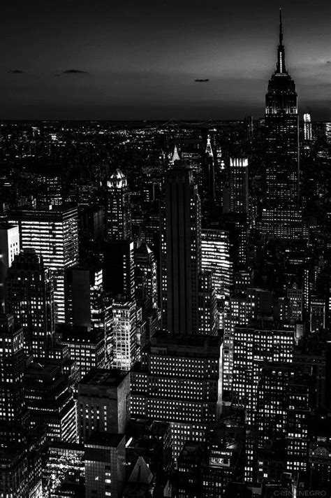 black and white photograph of new york city at night