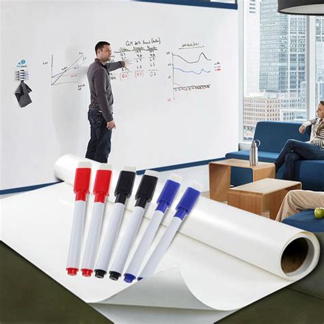 4M x 60cm DRY WIPE Removable Whiteboard Vinyl Wall Sticker Office Home ...