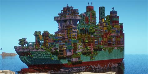 Impressive Minecraft Build Turns a Container Ship Into a Settlement