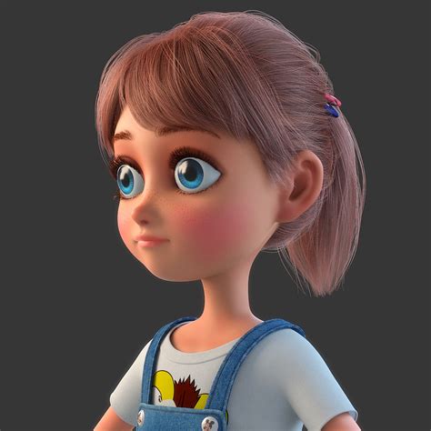 3d model of cartoon girl rigged