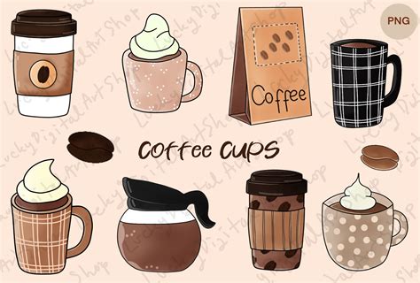 Coffee Cups Clipart Graphic by LuckyDigitalArtShop · Creative Fabrica