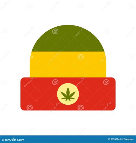 Hat in Rastafarian Colors Icon, Flat Style Stock Vector - Illustration of hippie, concept: 83332144