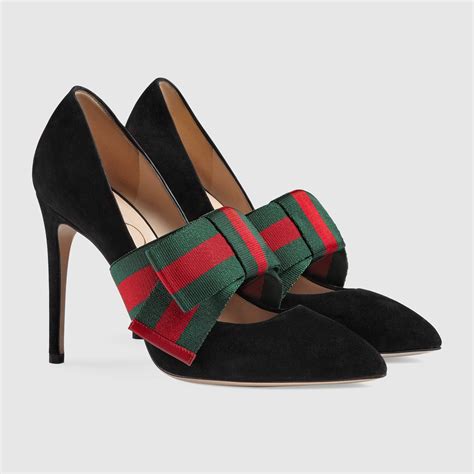 Gucci Suede pump with removable Web bow Detail 2 | Manolo blahnik heels ...