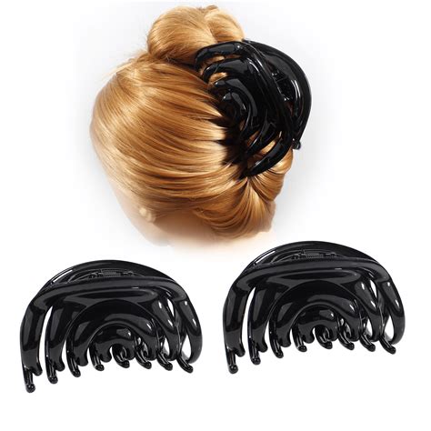 Hair Claw Clip, Hair Clips Clamps for Women and Girls Hair Barrettes For Thick Hair Black 2 Pack ...