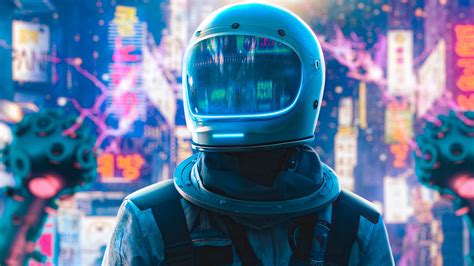 Astronaut in neon city Wallpaper 4k HD ID:5271