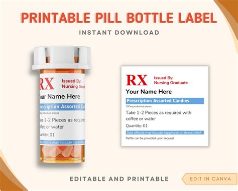 Happy Pills Chill Pill Bottle Label Novelty Fun Printable Rx Prescription Label or Sticker ...