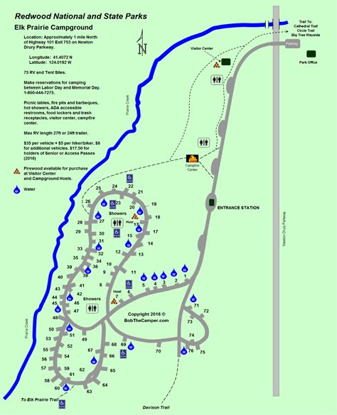 Redwood National and State Parks -Elk Prairie Campground Map