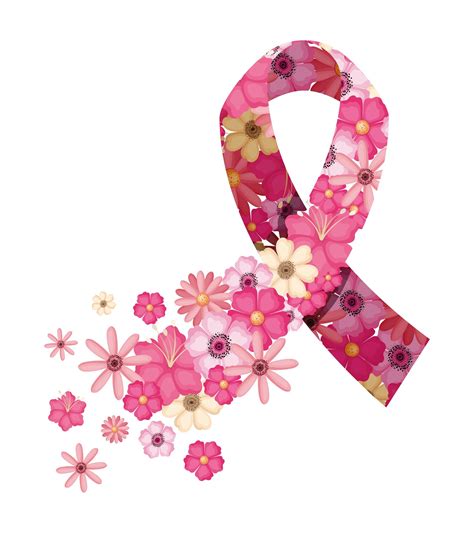 Pink ribbon with flowers of breast cancer awareness 1776938 Vector Art ...