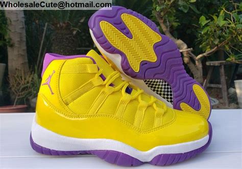 Mens Air Jordan 11 Lakers Kobe Yellow Purple -17948 - Wholesale Sneakers