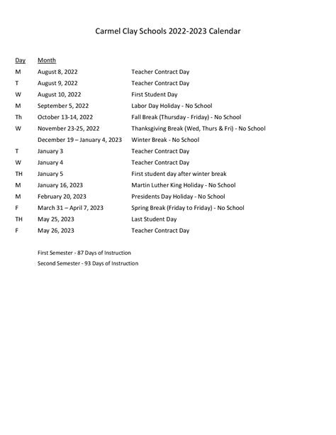 Carmel Clay Schools 2025 2026 Calendar - Drona Dorolice