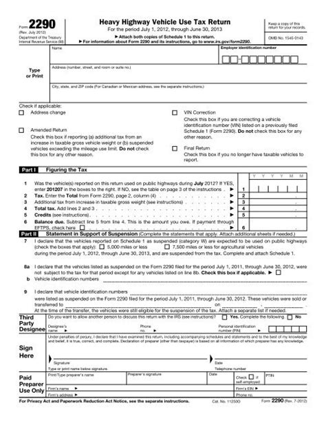 2290 Form 2019 2020 Printable | TUTORE.ORG - Master of Documents