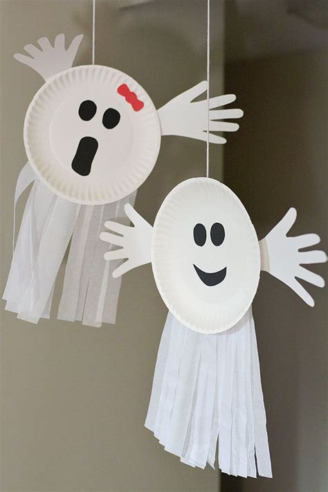 Paper Plate Handprint Ghost | Halloween crafts preschool, Halloween ...