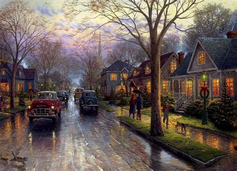 Rainy Village Diamond Painting | Kinkade paintings, Thomas kinkade art, Thomas kinkade christmas