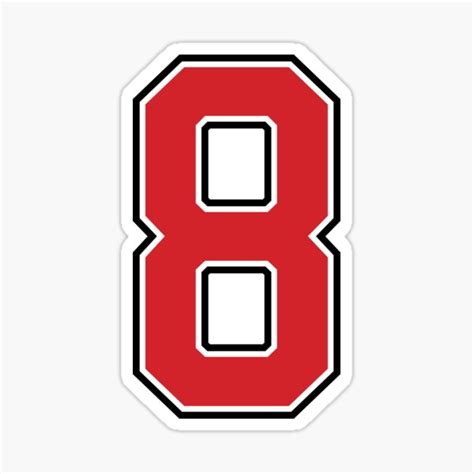 "Sports Number 8, red black color lucky sport eight" Sticker by ...