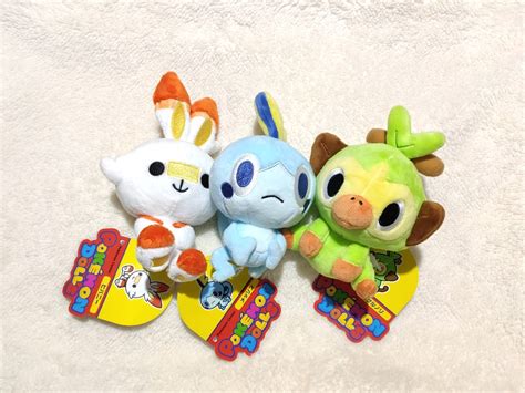 Pokemon Center Scorbunny Sobble Grookey Pokedoll Plush Set, Hobbies ...