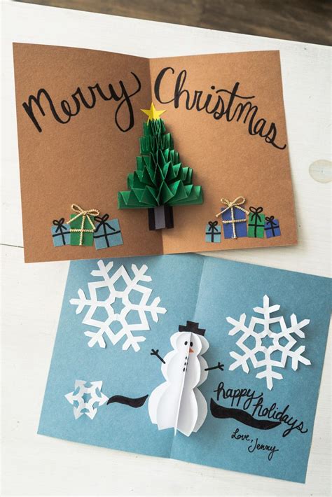 DIY Pop Up Christmas Cards (2 Ways) | Tree Card & Snowman Card ...