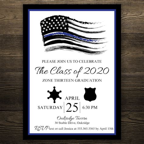 Academy Police Graduation Invitation Template Print Your Own - Etsy