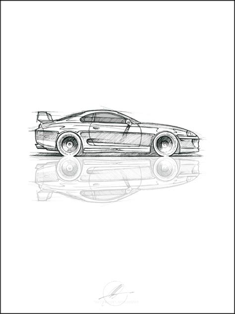 Supra Side Sketch one of 2 Colours - CarSplashART