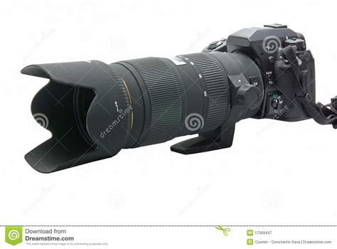 DSLR camera with zoom lens stock image. Image of device - 17309447