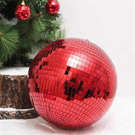 16" Red Disco Mirror Ball - Large Disco Ball with Hanging Swivel Ring | Tableclothsfactory