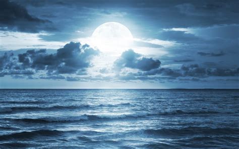 ocean, Sea, Moonlight, Dramatic, Scene, Full, Moon, Beautiful, Nature Wallpapers HD / Desktop ...