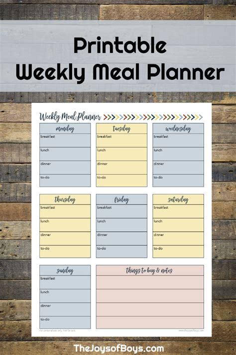 Free Weekly Meal Planner Printable for Busy Families