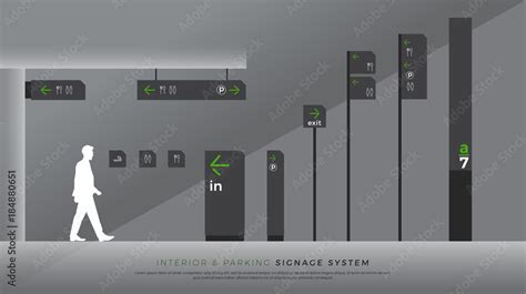 interior and parking signage. direction, pole, wall mount and traffic signage system design ...