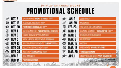 Ducks Promotional Schedule | Anaheim Ducks | Conference logo, Anaheim ...