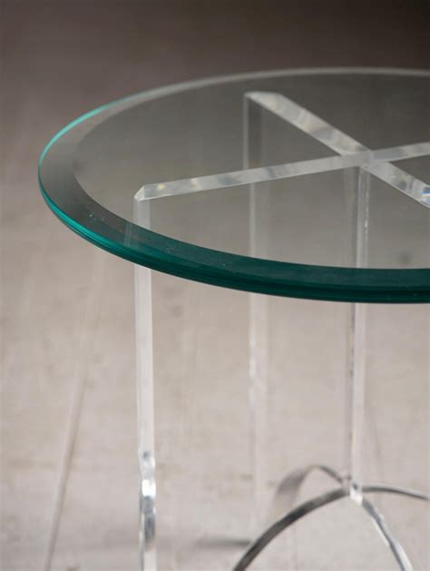 Vintage Lucite Side Table with Round Glass Top at 1stDibs | vintage ...