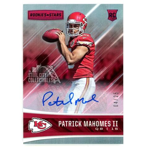 Patrick Mahomes 2017 Panini Rookies & Stars Autograph Rookie Card 4/25 #201 | Steel City ...