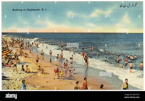 Bathing at Highlands, N.J. , Beaches, Tichnor Brothers Collection ...