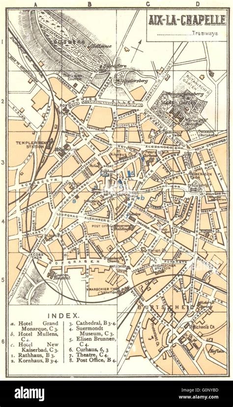 GERMANY: Aix-la-Chapelle Aachen, 1910 antique map Stock Photo - Alamy