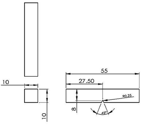 Dimensions of Charpy V-notch specimen. | Download Scientific Diagram