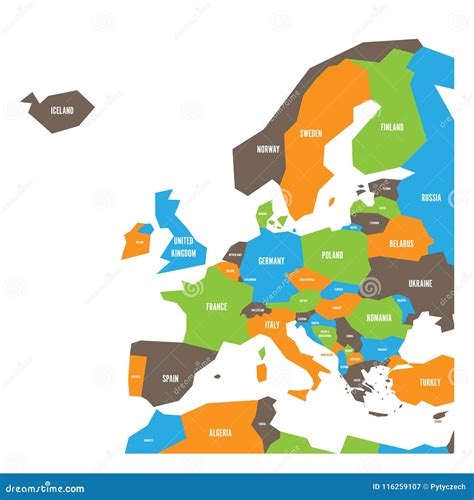 Very Simplified Infographical Political Map of Europe. Simple Geometric Vector Illustration ...