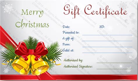 Christmas bells gift certificate template