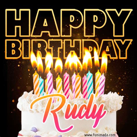 Rudy - Animated Happy Birthday Cake GIF for WhatsApp | Funimada.com