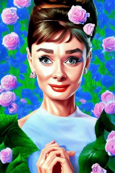 beautiful digital painting audrey hepburn and blue | Stable Diffusion ...