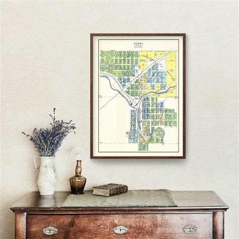 Vintage Map of Tekoa, Washington 1910 by Ted's Vintage Art