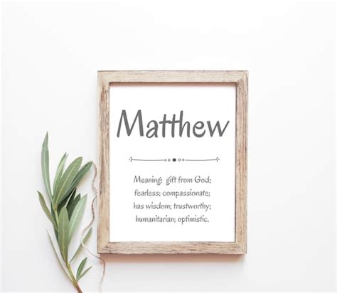 Matthew Baby Name Meaning Baby Names Nursery Sign Boy Names | Etsy