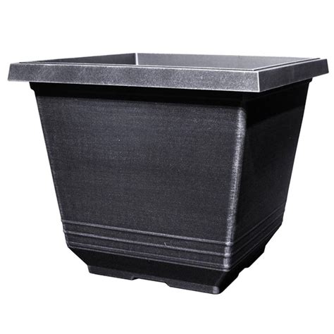 12 in. Torino Square Silver Plastic Planter-SD333H-SI - The Home Depot