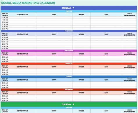 Social Media Content Calendar Template Excel Database