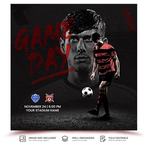 Premium PSD | Football match schedule social media flyer or banner design template